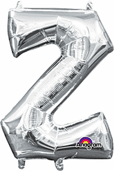 Silver Letter "Z" Mylar 16 Inch Balloon